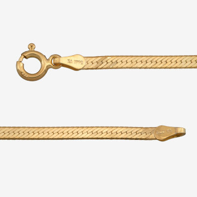 Made in Italy Womens 24K Gold Over Silver 20 Inch Herringbone Chain Necklace