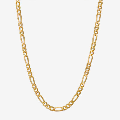 Made in Italy Mens 24K Gold Over Silver 24 Inch Figaro Chain