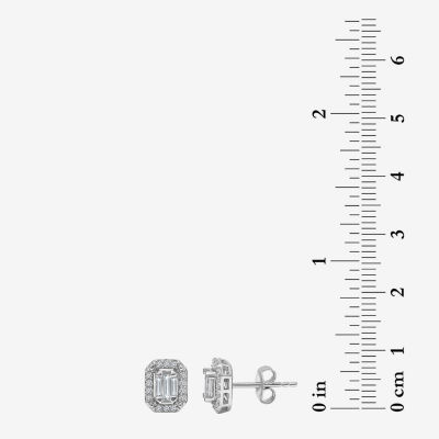 (I1/ I) 1/3 CT. T.W. Lab Grown White Diamond Sterling Silver 8.1mm Rectangular Stud Earrings