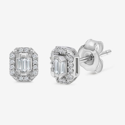 (I1/ I) 1/5 CT. T.W. Lab Grown White Diamond Sterling Silver 6.8mm Rectangular Stud Earrings