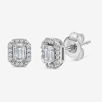 (I1/ I) 1/5 CT. Lab Grown White Diamond Sterling Silver 6.8mm Rectangular Stud Earrings, One Size