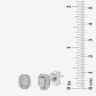 (I1/ I) 1/5 CT. T.W. Lab Grown White Diamond Sterling Silver 6.8mm Rectangular Stud Earrings