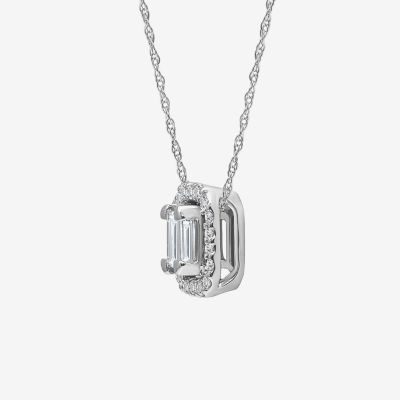 (I1/ I ) Womens 1/5 CT. Lab Grown White Diamond Sterling Silver Rectangular Pendant Necklace