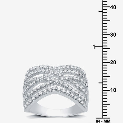 Womens 1 CT. T.W. Lab Grown White Diamond Sterling Silver Band