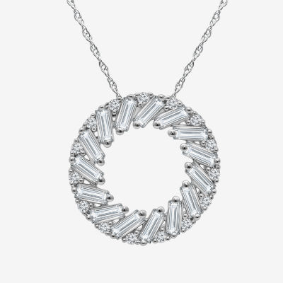 (I1/ I) Womens 1/2 CT. T.W. Lab Grown White Diamond Sterling Silver Circle Pendant Necklace