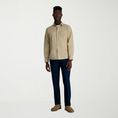 Haggar Wrinkle Free Performance Khaki Mens Comfort Waistband Straight Fit Flat Front Pant