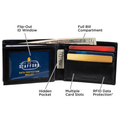 Stafford Mens Extra Capacity Personalized RFID Blocking Bifold Wallet