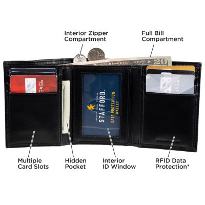 Stafford Mens Personalized RFID Blocking Trifold Wallet