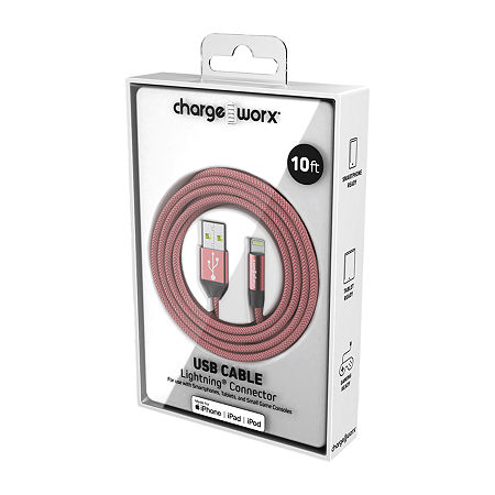 Chargeworx 10Ft Usb Cable Lightning Connector, One Size, Yellow