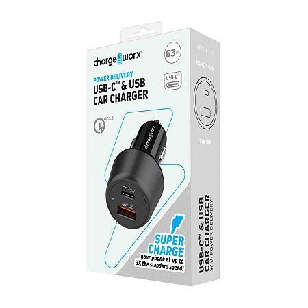 Chargeworx Usb-c Usb-a Car Charger In Black
