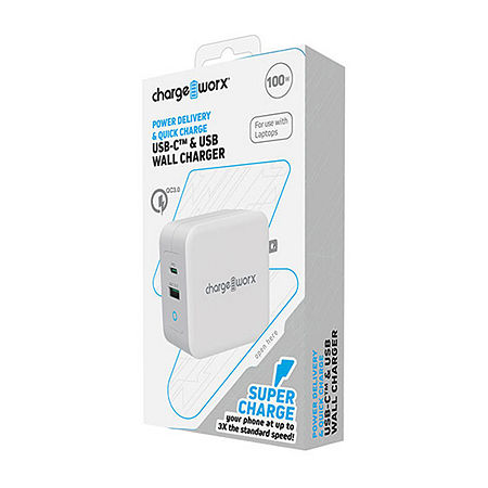 Chargeworx 100w Gan 1 Type-c 1 Qc3.0 Charger In White