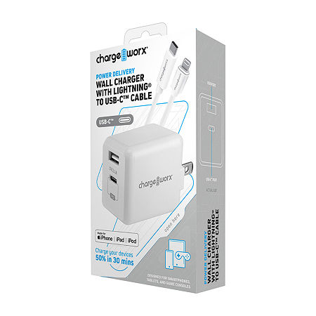 Chargeworx Combo Dual Port Wall Charger, One Size, White