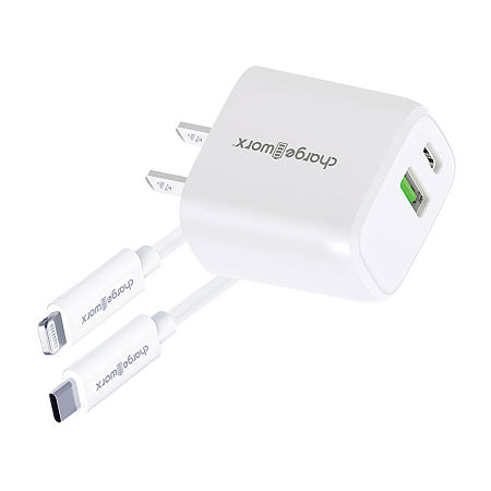 Chargeworx Combo Dual Port Wall Charger, One Size, White