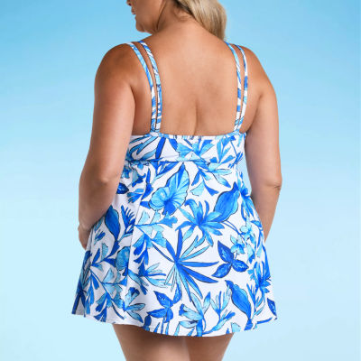 Sonnet Shores Womens Exotic Swim Dress Plus