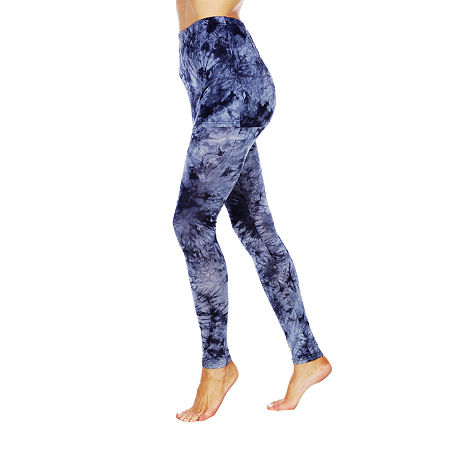 White Mark Tie Dye Womens Mid Rise Full Length Leggings, Small, Blue