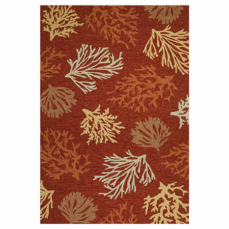 Couristan Outdoor Escapes Sea Reef Hooked Rectangular Rugs & Floor Coverings Accent Rugs, One Size, Orange