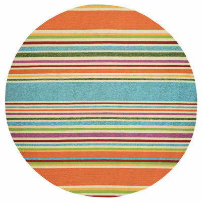 Couristan Covington Sherbert Stripe Striped Hooked Round Area Rug