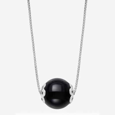 Womens Genuine Black Onyx Sterling Silver Pendant Necklace