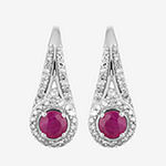 1/5 CT. T.W. Lead Glass-Filled Red Ruby 10K White Gold Drop Earrings