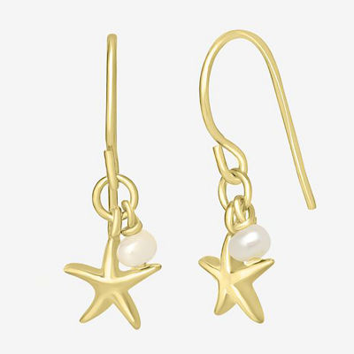 Silver Treasures 14K Gold Over Silver Star Drop Earrings