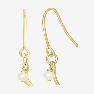Silver Treasures 14K Gold Over Silver Moon Drop Earrings