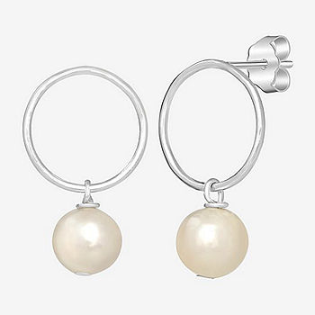 Sterling Silver Round Drop Pearl Earrings Sterling Silver Round Drop Pearl Earrings