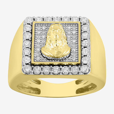 Mens "Jesus" 1/4 CT. T.W. Genuine White Diamond 10K Gold Fashion Ring, 9 1/2