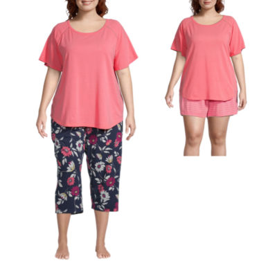 Liz Claiborne Womens Plus 3pc. Short and Capri Pajama Set