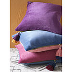 Distant Lands Solid Polyester Velvet Reversible Square Throw Pillow