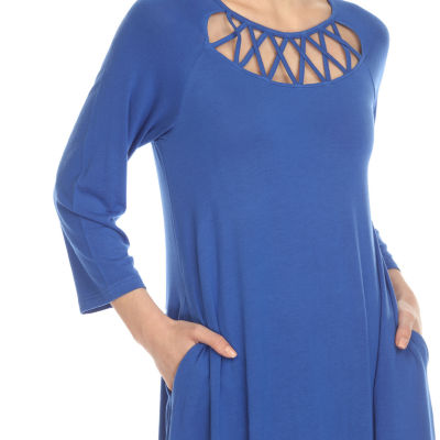 White Mark Womens 3/4 Sleeve Swing Dresses