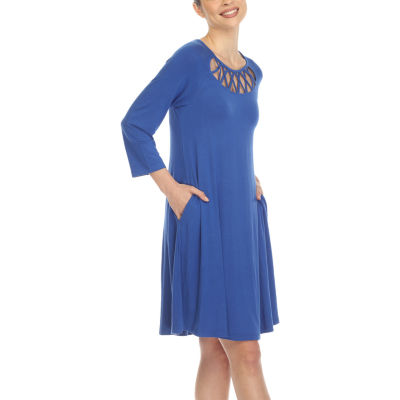 White Mark Womens 3/4 Sleeve Swing Dresses