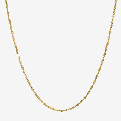 10K Gold 16 Inch Solid Singapore Chain Necklace
