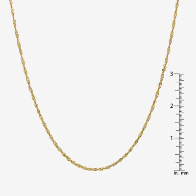 10K Gold 16 Inch Solid Singapore Chain Necklace