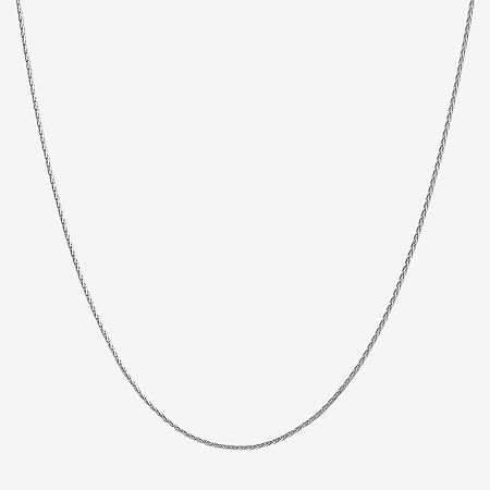 14K White Gold 16 Inch Solid Wheat Chain Necklace, One Size