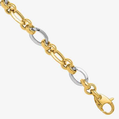 14K Two Tone Gold / Inch Hollow Link Bracelet
