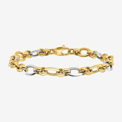 14K Two Tone Gold / Inch Hollow Link Bracelet