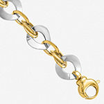 14K Two Tone Gold 8 Inch Hollow Link Bracelet