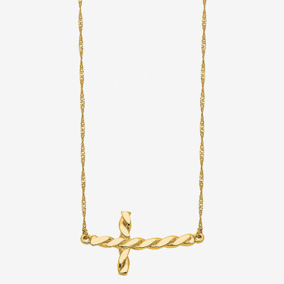 Womens 14K Gold Cross Pendant Necklace