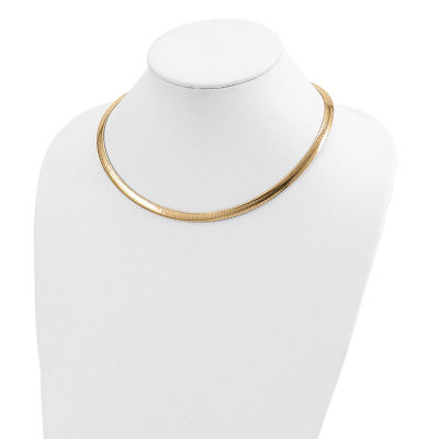 14K Two Tone Gold Inch Semisolid Omega Chain Necklace