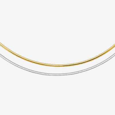 14K Two Tone Gold Inch Semisolid Omega Chain Necklace