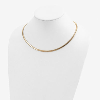 14K Two Tone Gold Inch Semisolid Omega Chain Necklace