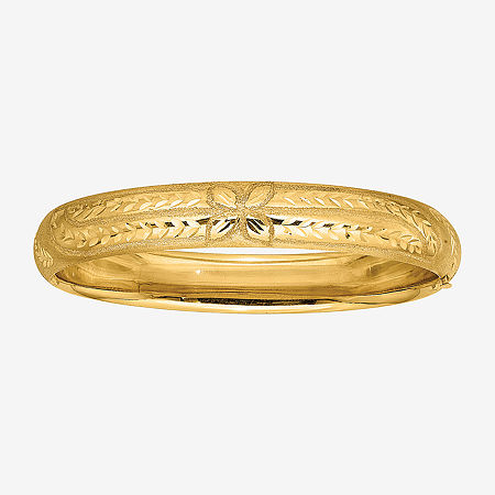 14K Oversized Florentine Hinged Bangle Bracelet, One Size