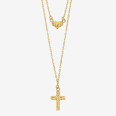 Womens 14K Gold Cross Pendant Necklace