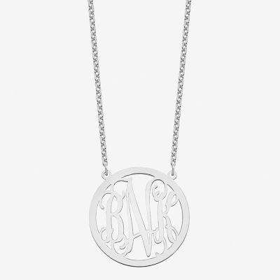 Personalized 32mm Circle Monogram Pendant Necklace