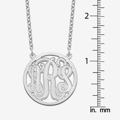 Personalized Initial Etched Outline Monogram 26mm Circle Pendant Necklace