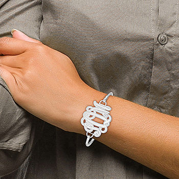Personalized Monogram Cuff Bracelet Silver