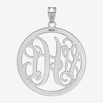 Personalized 43x32mm Circle Monogram Initials Pendant Necklace