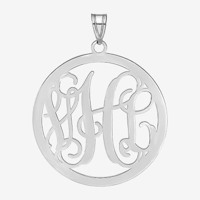 Personalized 43x32mm Circle Monogram Initials Pendant Necklace