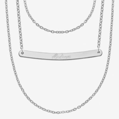 Personalized Sterling Silver Name Bar Pendant Necklace