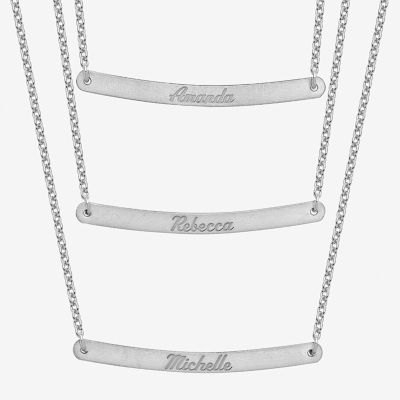 Personalized Sterling Silver 3-pc. Name Bar Pendant Necklace Set